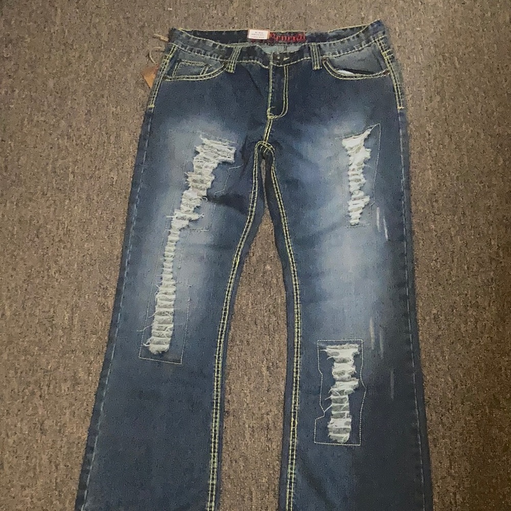 Blue denim jeans